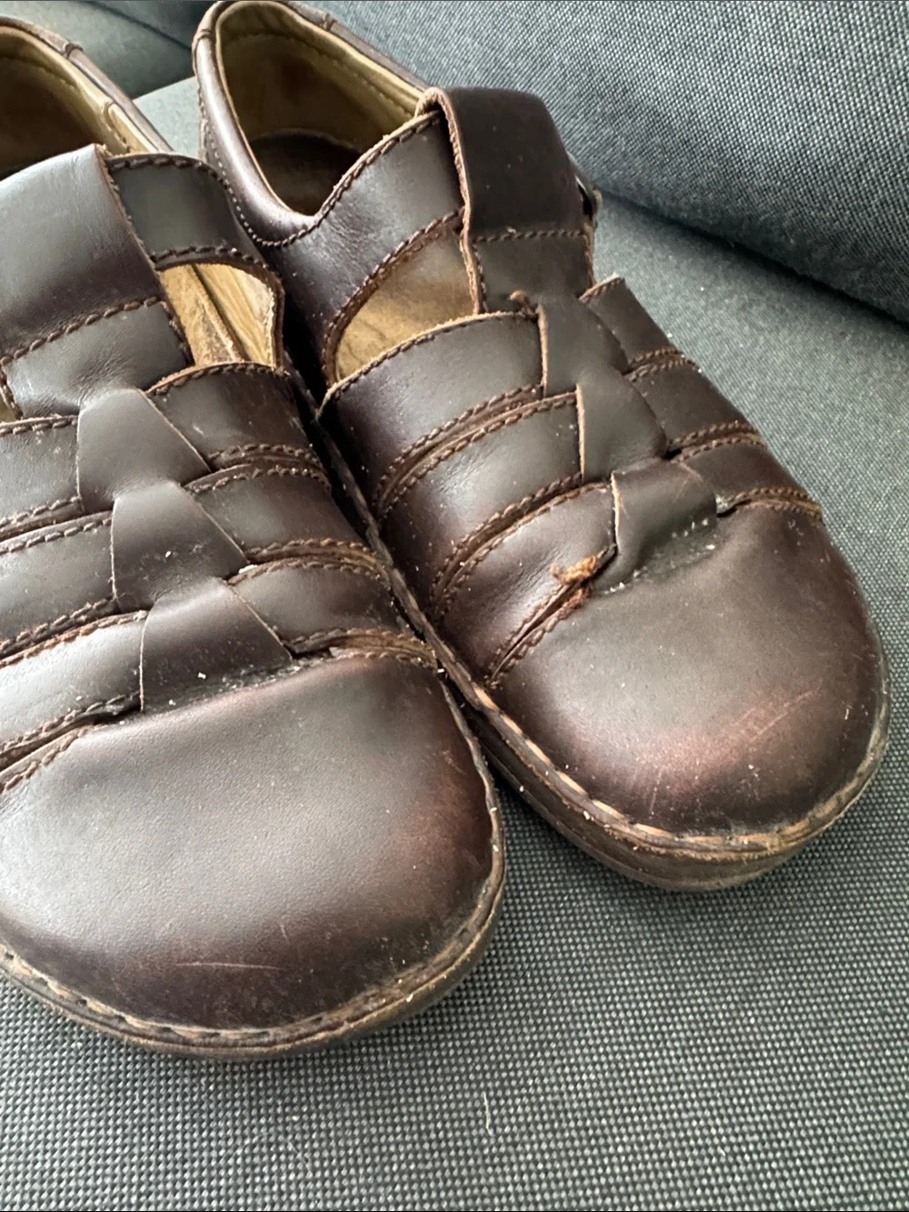 Birkenstock Footprints Madeira Brown Leather Fisherman Sandals Sz 12 Academia